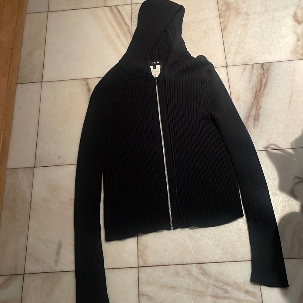 Medium Black, Zip Down, Thin Iceberg Jacket, Vint… - image 1